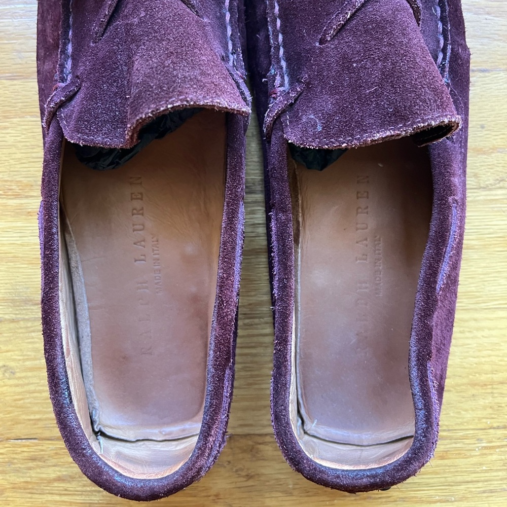 Ralph Lauren Men's Burgundy Suede Tassel Loafers - Picture 5 of 6